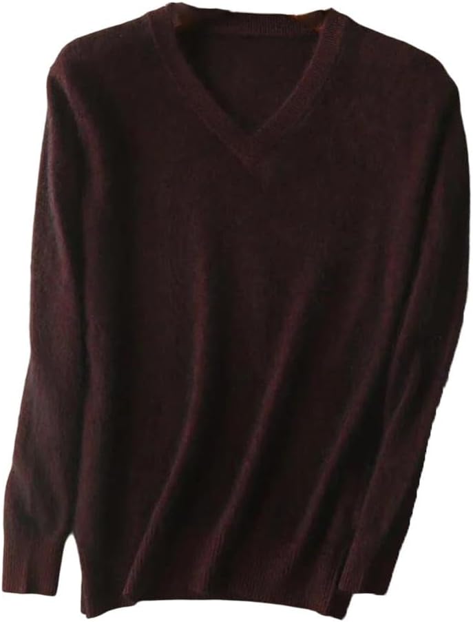 Men's Mink Cashmere V Neck Sweater in Sand Red