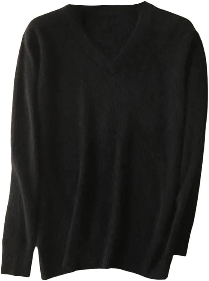 Men's Mink Cashmere V Neck Sweater in Black