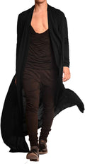 Men's Lightweight Shawl Collar Cape Cardigan - Open Front Long Drape Overcoat for Layering Over Basics - Small