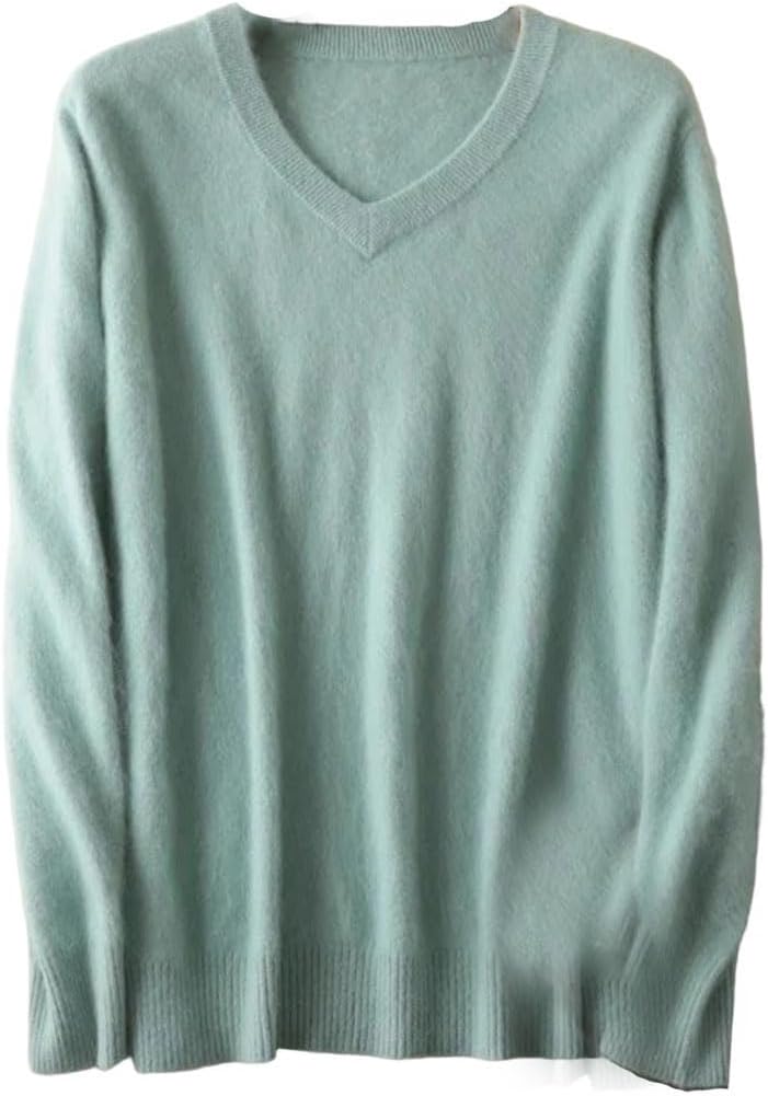 Men's Mink Cashmere V Neck Sweater in Mint