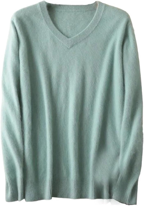 Men's Mink Cashmere V Neck Sweater in Mint