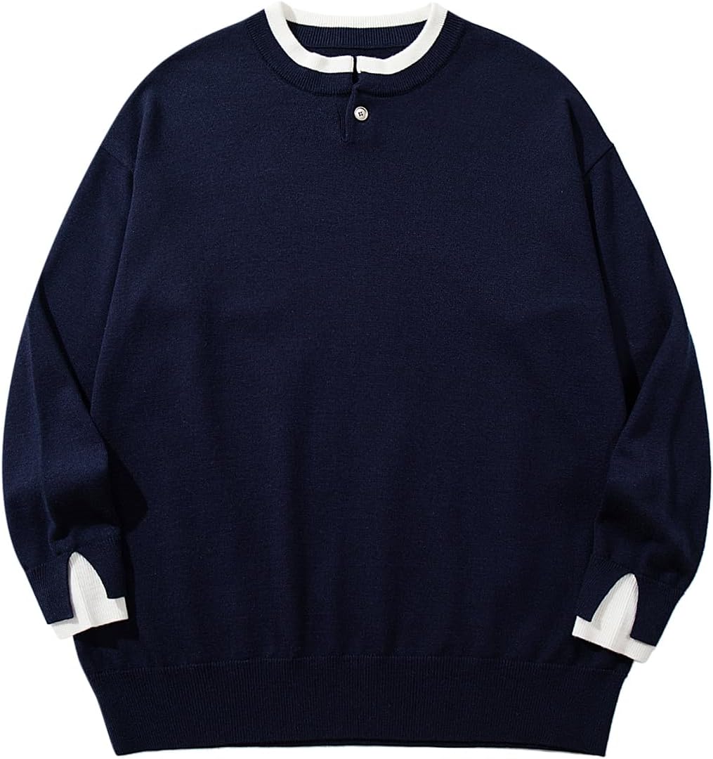Oversized Cable Knit Sweater in Chic Navy Blue