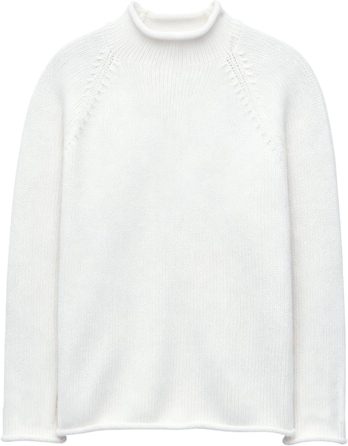 Men's Chunky Cotton Roll Neck Sweater - Raglan Sleeve Fisherman Knit Pullover for Cold Coastal Weekends - Medium