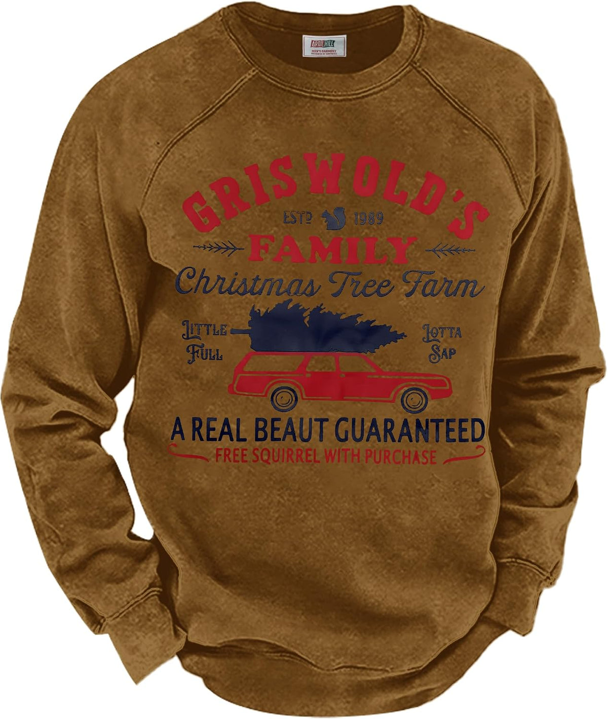 Men's Fleece Lined Christmas Sweatshirt - Raglan Sleeve Vintage Graphic Pullover in Sizes S to 3XL - Black - Christmas T