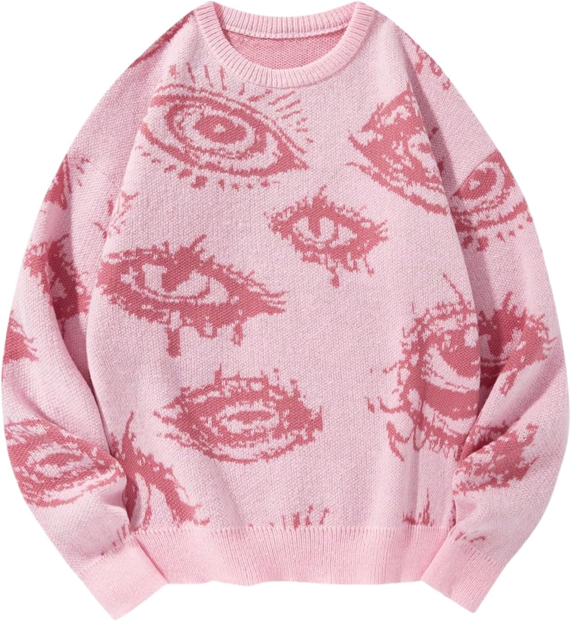 Men's Gothic Graphic Knit Sweater - Oversized Grunge Pullover for Halloween Nights and Winter Streetwear - Medium