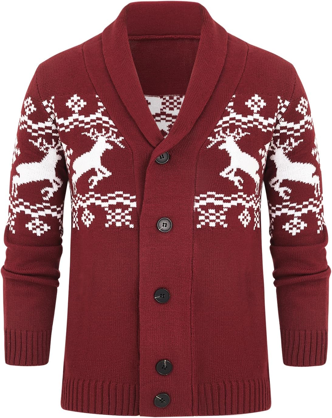 Men's Chunky Cable Knit Shawl Collar Cardigan - Loose Fit Button Down Sweater for Winter Fireside Evenings - Large