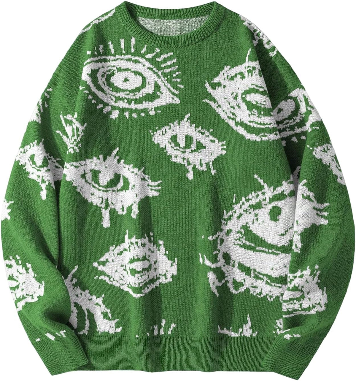 Men's Gothic Graphic Knit Sweater - Oversized Grunge Pullover for Halloween Nights and Winter Streetwear - Small