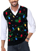 Men's Christmas Sweater Vest - V Neck Sleeveless Holiday Knit for Ugly Sweater Parties and Winter Layering - Small