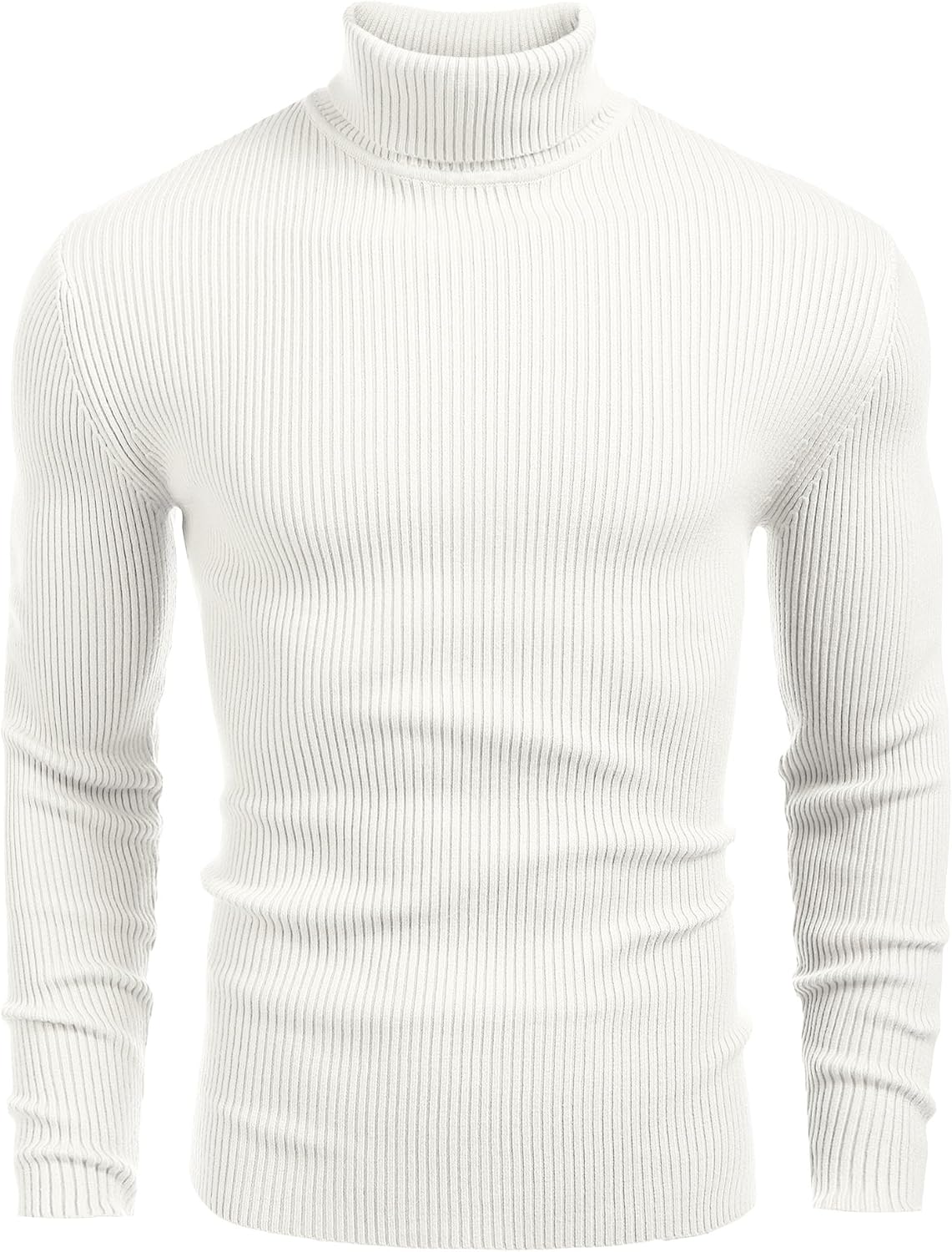 Men's Ribbed Knit Turtleneck Sweater - Slim Fit and Stretchy Pullover for Fall Workdays and Weekend Errands - Small