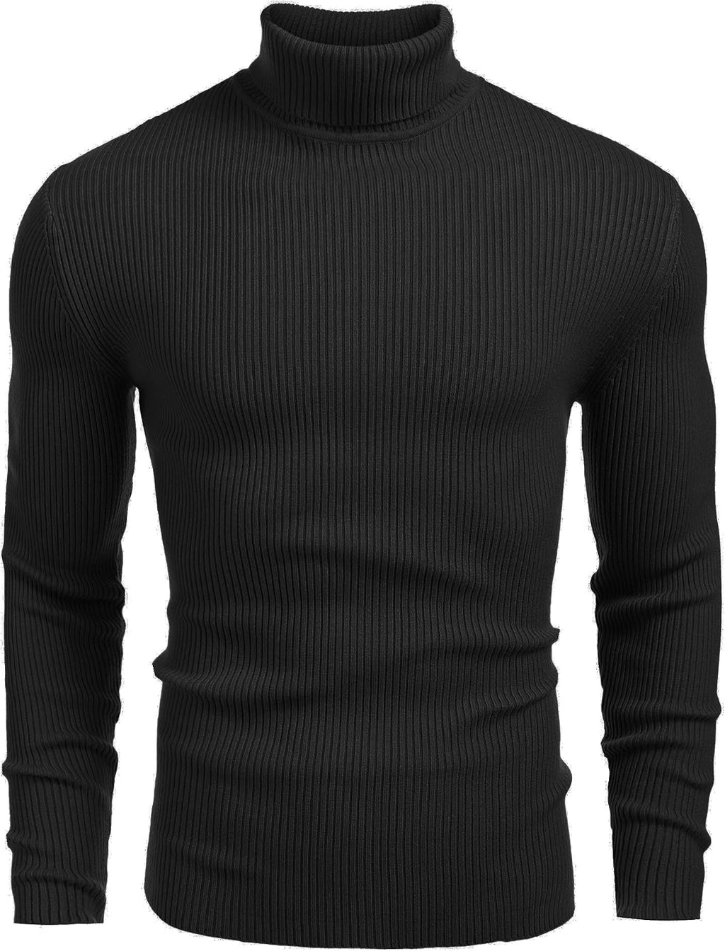 Men's Ribbed Knit Turtleneck Sweater - Slim Fit and Stretchy Pullover for Fall Workdays and Weekend Errands - Small