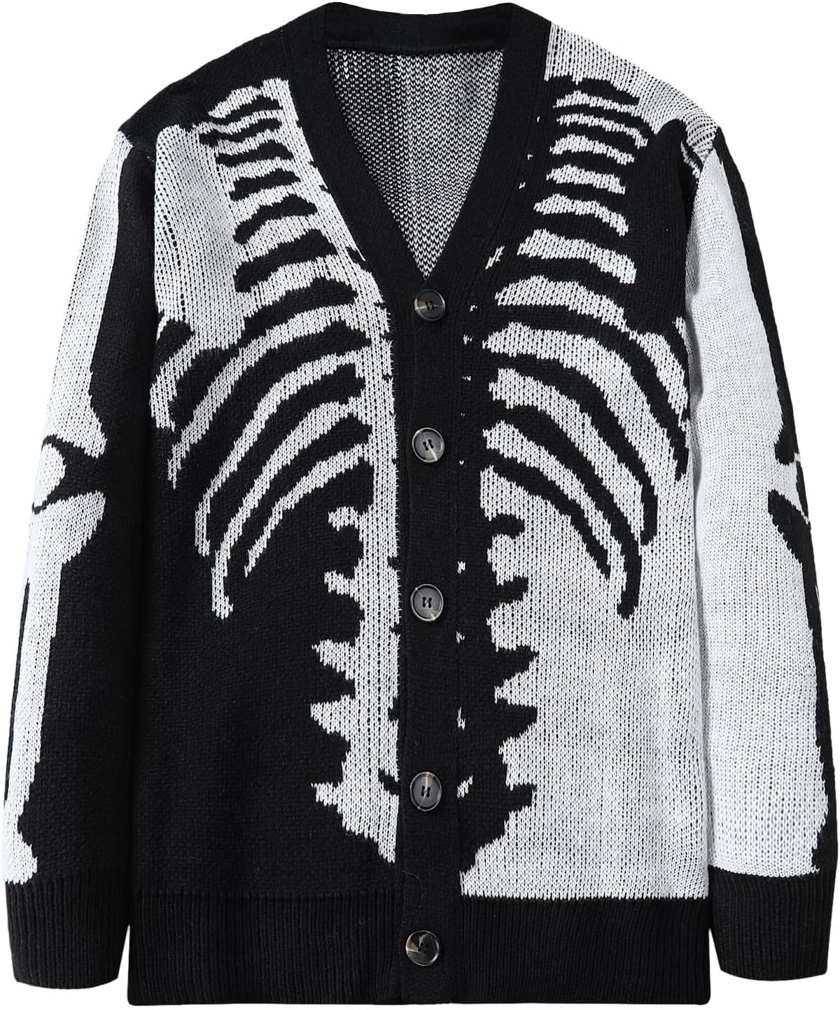Skeleton Pattern Chunky Knit Cardigan in Grey
