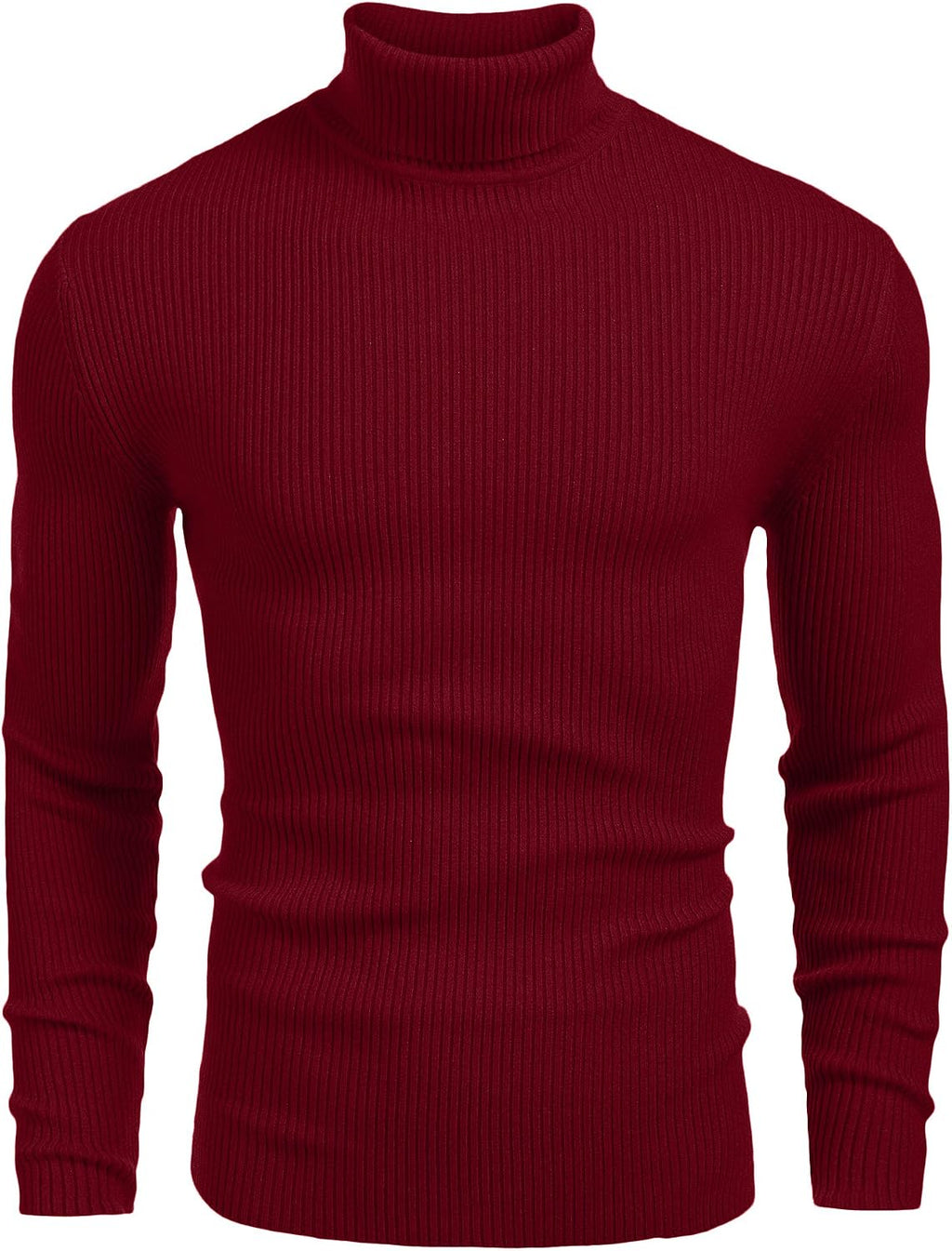 Men's Ribbed Knit Turtleneck Sweater - Slim Fit and Stretchy Pullover for Fall Workdays and Weekend Errands - Medium