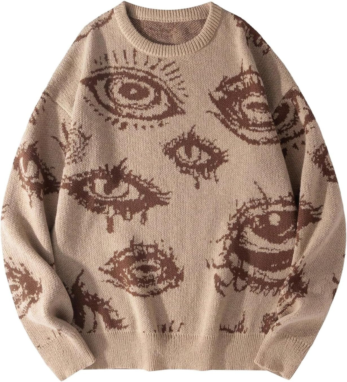 Men's Gothic Graphic Knit Sweater - Oversized Grunge Pullover for Halloween Nights and Winter Streetwear - Small