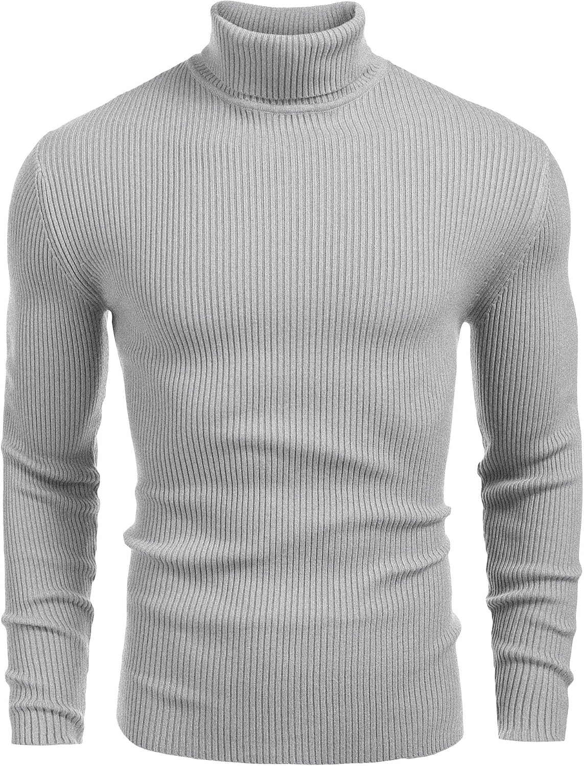 Men's Ribbed Knit Turtleneck Sweater in Grey